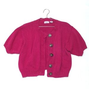 Vintage | Honors Apparel| Pink Button-Up | Knit Cardigan | Colorful | Preppy |